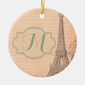 Paris France Eiffel Tower Shabby Chic Ornament (Voorkant)