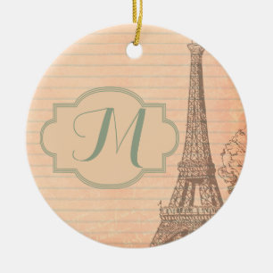 Paris France Eiffel Tower Shabby Chic Ornament