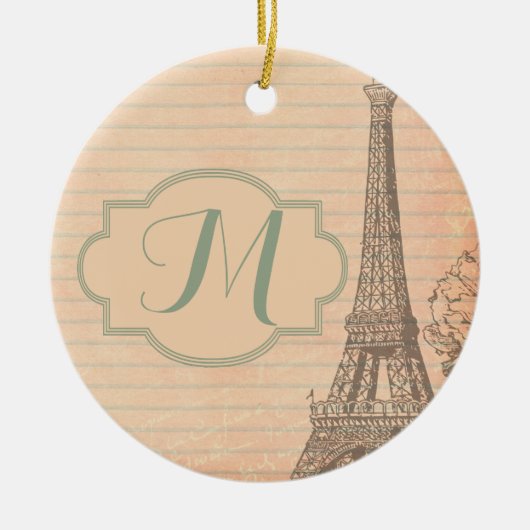 Paris France Eiffel Tower Shabby Chic Ornament (Voorkant)