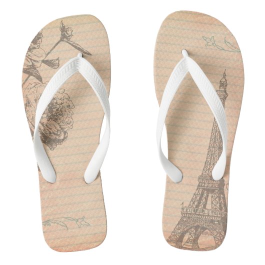 Paris France Eiffel Tower Shabby Flip Flop Sandale (Voetbed)