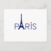 Paris France Eiffel Tower Text and Heart Briefkaart (Voorkant)