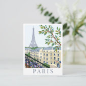 Paris France Eiffel Tower Travel Illustration Briefkaart (Staand voorkant)