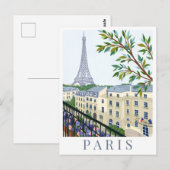 Paris France Eiffel Tower Travel Illustration Briefkaart (Voorkant / Achterkant)