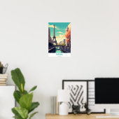 Paris France, Eiffel Tower Travel Wall Poster (Thuiskantoor)