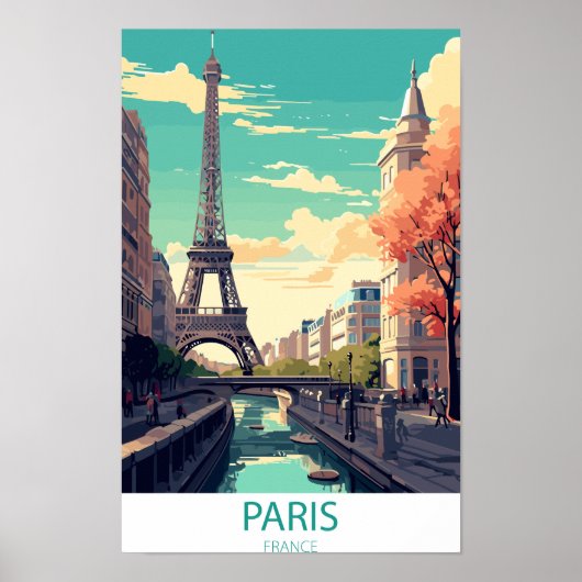 Paris France, Eiffel Tower Travel Wall Poster (Voorkant)