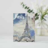 PARIS France Eiffel Tower vintage briefkaart (Staand voorkant)