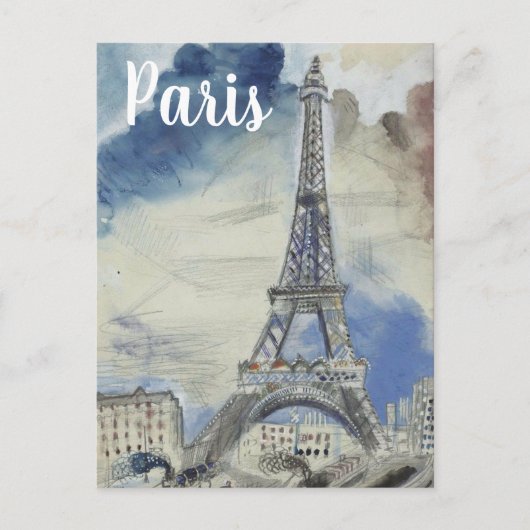 PARIS France Eiffel Tower vintage briefkaart (Voorkant)