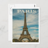 Paris France Eiffel Tower vintage briefkaart (Voorkant / Achterkant)