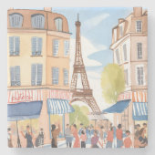 Paris France Eiffel Tower Watercolor Stenen Onderzetter (Voorkant)