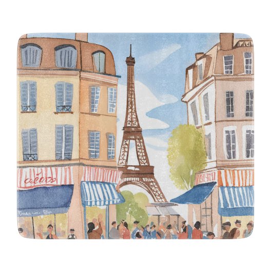 Paris France Eiffel Tower | Watercolor Travel Snijplank (Voorkant)