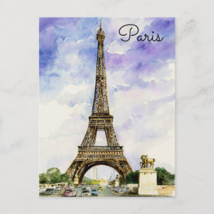 Paris France Eiffel Tower waterverf briefkaart