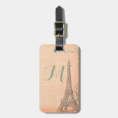 Paris France Eiffeltoren Monogram Bagagelabel (Voorkant verticaal)