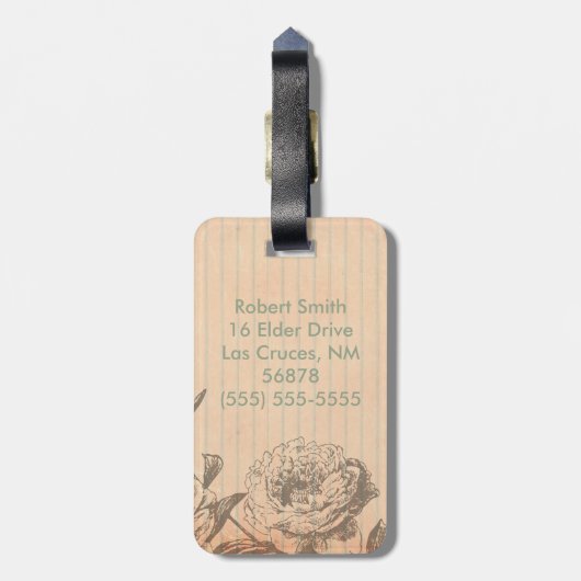 Paris France Eiffeltoren Monogram Bagagelabel (Achterkant verticaal)