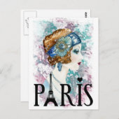 Paris France flapper Briefkaart (Voorkant / Achterkant)