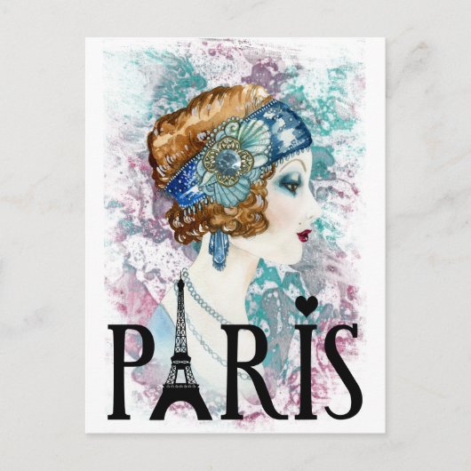 Paris France flapper Briefkaart (Voorkant)