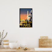 Paris France Fountain Vintage Travel Poster (Keuken)