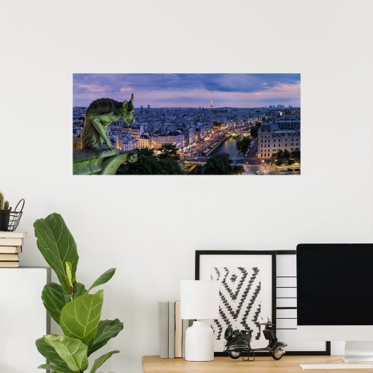 Paris France Gargoyle Poster (Thuiskantoor)