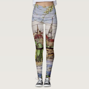 PARIS FRANCE GLAS IN LOOD WINDOW 2 LEGGINGS