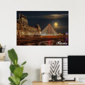 Paris France Louvre Museum Pyramid Revel Foto Poster (Thuiskantoor)