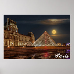 Paris France Louvre Museum Pyramid Revel Foto Poster