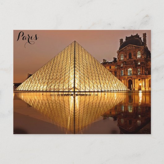 Paris France Louvre Museum Pyramide Foto Briefkaart (Voorkant)