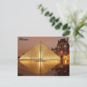 Paris France Louvre Museum Pyramide Foto Briefkaart (Staand voorkant)