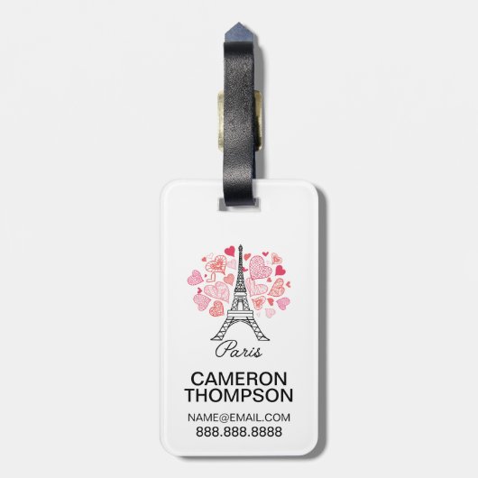Paris, France Love Bagagelabel (Achterkant verticaal)
