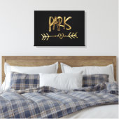 Paris France Love Black en Gold look Typografie Canvas Afdruk (Insitu (Slaapkamer))