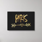 Paris France Love Black en Gold look Typografie Canvas Afdruk (Voorkant)