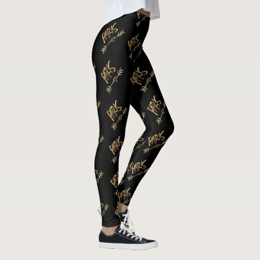 Paris France Love Black en Gold look Typografie Leggings (Rechts)
