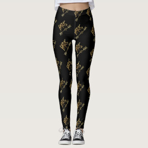 Paris France Love Black en Gold look Typografie Leggings