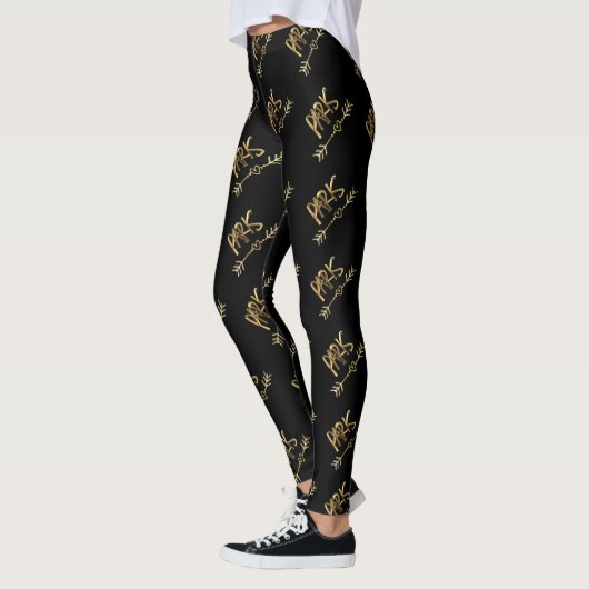 Paris France Love Black en Gold look Typografie Leggings (Links)