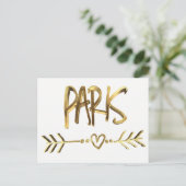 Paris France Love Elegant Gold Kijk Typografie Briefkaart (Staand voorkant)