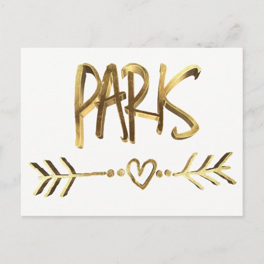 Paris France Love Elegant Gold Kijk Typografie Briefkaart (Voorkant)