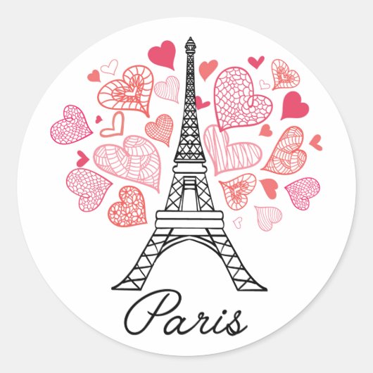 Paris, France Love Ronde Sticker (Voorkant)