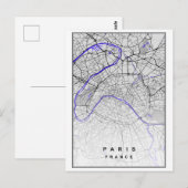 Paris France Modern City Map Briefkaart (Voorkant / Achterkant)