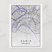 Paris France Modern City Map Briefkaart (Voorkant)