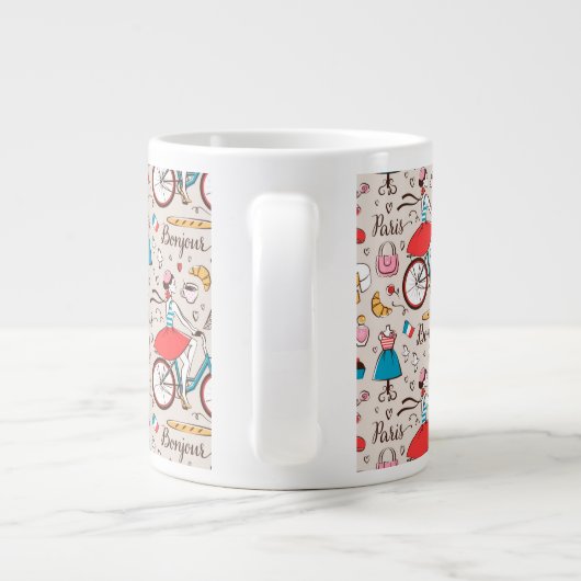 Paris France Pattern Grote Koffiekop (Achterkant)