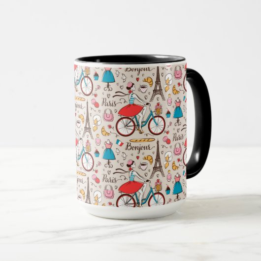 Paris France Pattern Mok (Voorkant rechts)