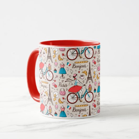 Paris France Pattern Mok (Voorkant links)