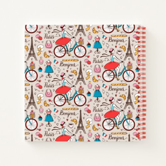 Paris France Pattern Notitieboek (Achterkant)