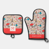 Paris France Pattern Ovenwant & Pannenlap Set (Voorkant)