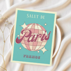 Paris France Retro blauwgroen blauw Briefkaart