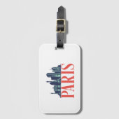 Paris France Retro City Skyline  Cityscape Bagagelabel (Voorkant (verticaal))