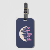 Paris France Retro City Skyline Cityscape Bagagelabel (Voorkant (verticaal))