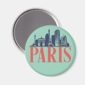 Paris France Retro City Skyline Cityscape Magneet (Voorkant / Achterkant)