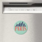 Paris France Retro City Skyline Cityscape Magneet (Insitu (Vaatwasser))