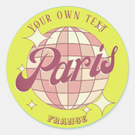 Paris France Retro  kleurrijk souvenir Ronde Sticker