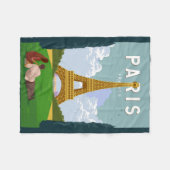Paris France Retro Travel Art  Fleece Deken (Voorkant (Horizontaal))