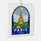Paris France Retro Travel Art  Keramisch Ornament (Rechts)